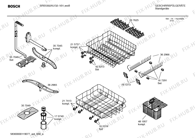 Схема №4 SRS5302AU с изображением Инструкция по эксплуатации для посудомоечной машины Bosch 00697525