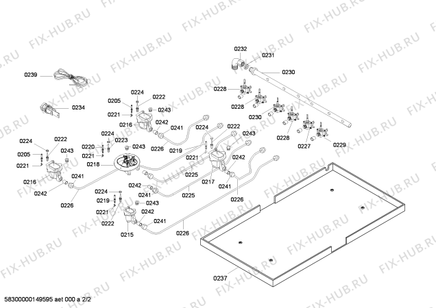 Схема №2 SOM44C1S0N с изображением Площадка для кранов для духового шкафа Bosch 00608951