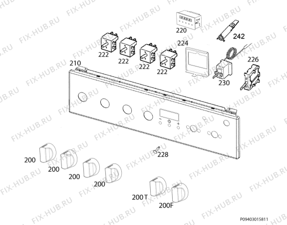 Взрыв-схема плиты (духовки) Zanussi ZCV955301W - Схема узла Command panel 037