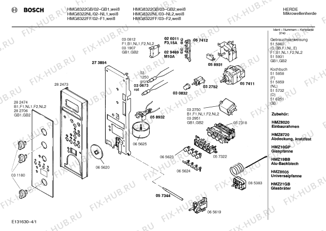 Схема №4 HMG8322GB с изображением Вкладыш в панель для микроволновки Bosch 00282706