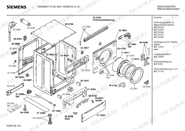 Схема №2 WI39510 SIWAMAT PLUS 3951 с изображением Панель управления для стиральной машины Siemens 00273971