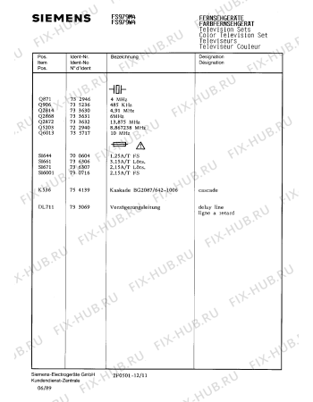 Схема №8 FS979W4 с изображением Инструкция по эксплуатации для телевизора Siemens 00530569