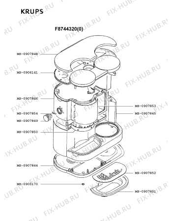 Взрыв-схема кофеварки (кофемашины) Krups F8744320(0) - Схема узла IP001852.2P2