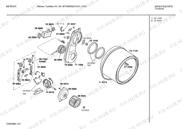 Взрыв-схема сушильной машины Merker WT5MR02CH MERKER TUMBLER KC40 - Схема узла 04