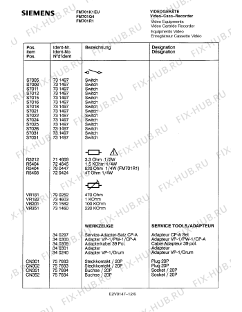 Схема №8 FM701K1EU с изображением Инструкция по эксплуатации для видеоэлектроники Siemens 00530702
