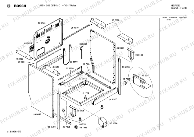 Взрыв-схема плиты (духовки) Bosch HSN202GNN - Схема узла 02