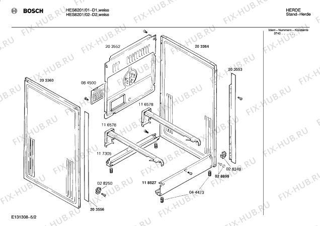 Схема №2 HES5201 с изображением Инструкция по эксплуатации для духового шкафа Bosch 00514808