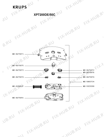 Взрыв-схема кофеварки (кофемашины) Krups XP7200DE/50C - Схема узла YP003023.8P3