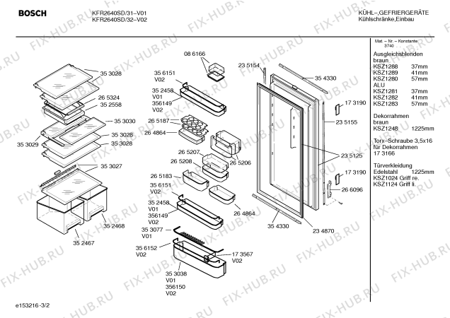 Взрыв-схема холодильника Bosch KFR2640SD - Схема узла 02