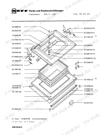 Взрыв-схема плиты (духовки) Neff 195303450 1394.11LHCS - Схема узла 04