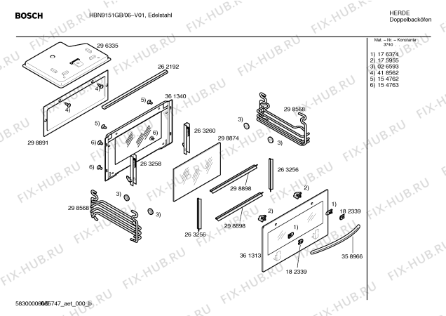 Схема №4 HBN9151GB с изображением Панель управления для плиты (духовки) Bosch 00365963