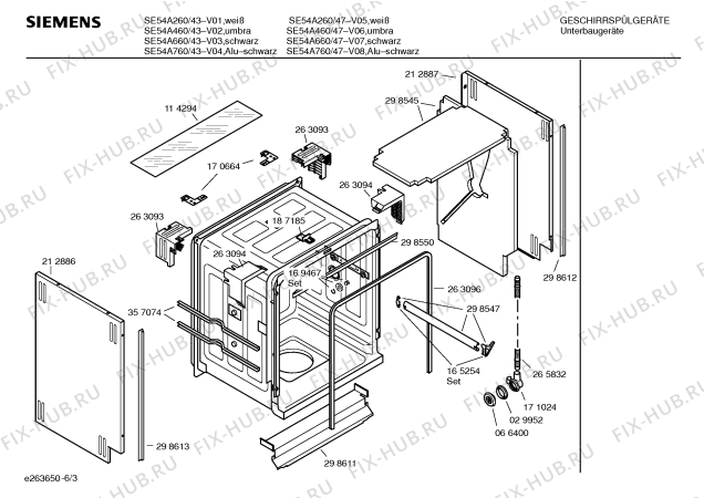 Схема №6 SE54A760 с изображением Передняя панель для посудомойки Siemens 00434652