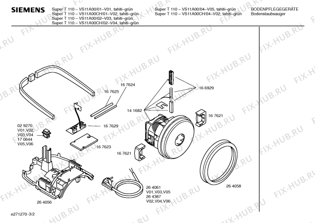 Схема №3 VS11A00 SUPER T110 с изображением Крышка для электропылесоса Siemens 00350868