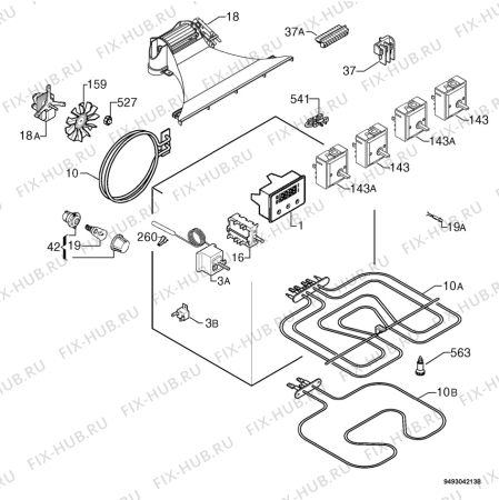 Взрыв-схема плиты (духовки) Zanussi ZOU581X - Схема узла Electrical equipment 268