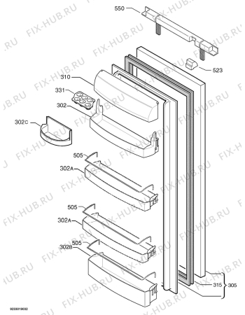 Взрыв-схема холодильника Juno Electrolux JRG90105 - Схема узла Door 003