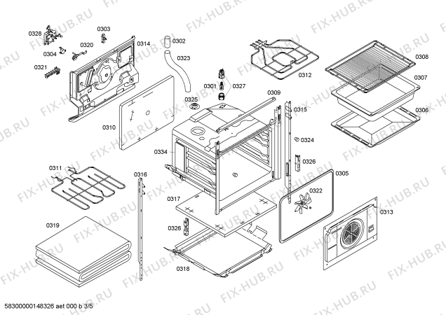 Взрыв-схема плиты (духовки) Siemens HD641210G - Схема узла 03