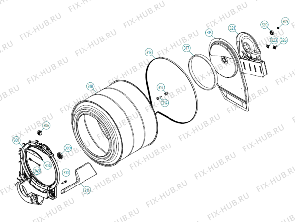 Взрыв-схема стиральной машины Asko TDC 111 V (Coin prep.) CE   -Titanium (340459, TD60.C) - Схема узла 03