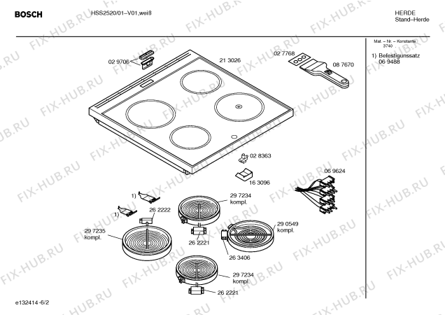 Схема №4 HSS2520 с изображением Стеклокерамика для плиты (духовки) Bosch 00213026