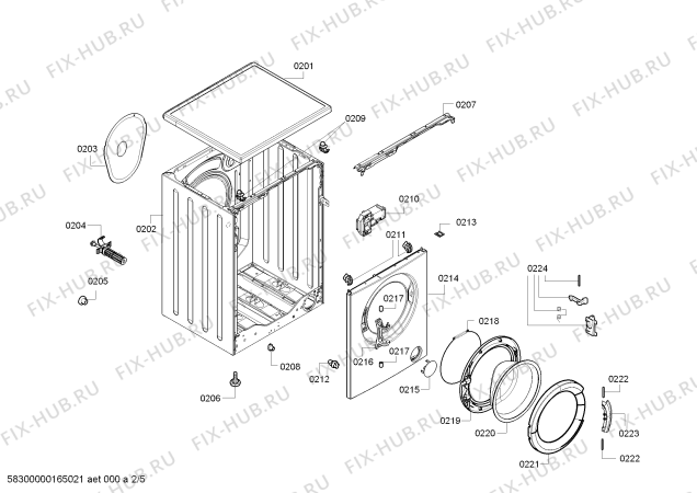 Взрыв-схема стиральной машины Bosch WAB28260NL Classixx 5.5 - Схема узла 02