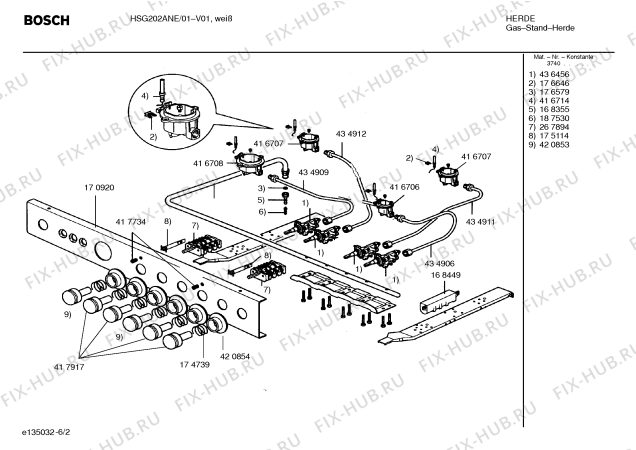 Взрыв-схема плиты (духовки) Bosch HSG202ANE Bosch - Схема узла 02