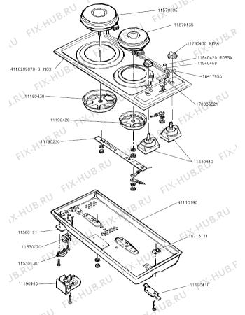 Схема №1 RH-2K   -HOB 2-CAST IRON (900000968, DE-2E) с изображением Керамическая поверхность для духового шкафа Gorenje 157540