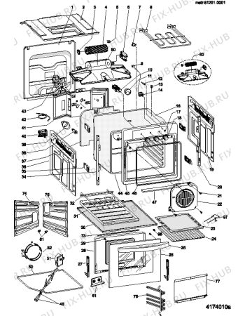 Взрыв-схема плиты (духовки) Ariston FB52IXAUS (F027850) - Схема узла