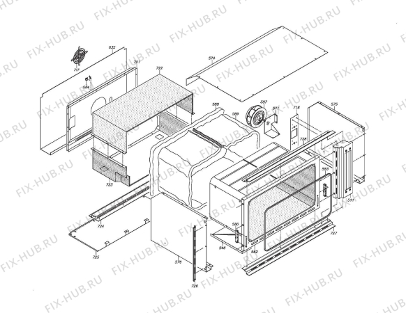 Схема №3 DMFPS901 с изображением Корпусная деталь для плиты (духовки) DELONGHI 2320000512