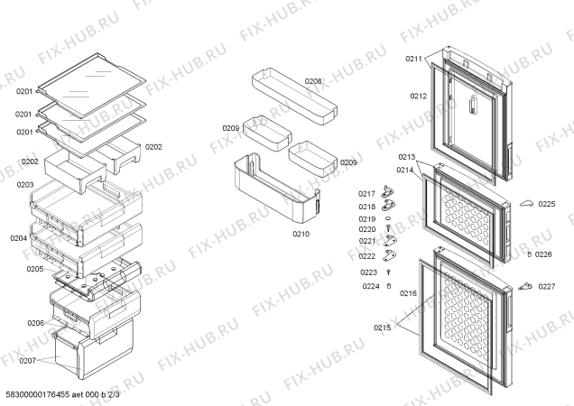 Взрыв-схема холодильника Bosch KGD23160TI - Схема узла 02