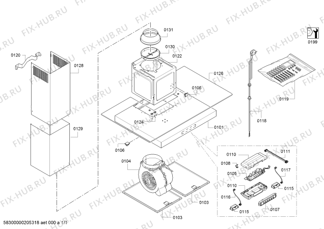Схема №1 D64BBE1N0 Neff с изображением Вентиляционный канал для вытяжки Bosch 11023176