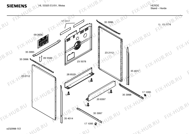 Взрыв-схема плиты (духовки) Siemens HL53325EU - Схема узла 02