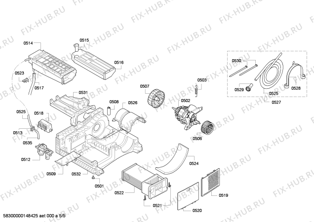 Взрыв-схема сушильной машины Bosch WTE84105GB - Схема узла 05