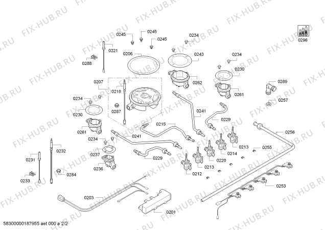 Взрыв-схема плиты (духовки) Siemens EC875QB21Y Placa independiente de gas - Схема узла 02