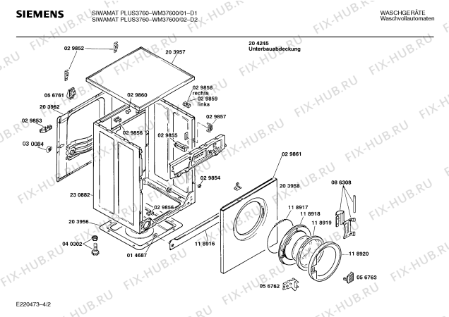 Взрыв-схема стиральной машины Siemens WM37600 SIWAMAT PLUS 3760 - Схема узла 02