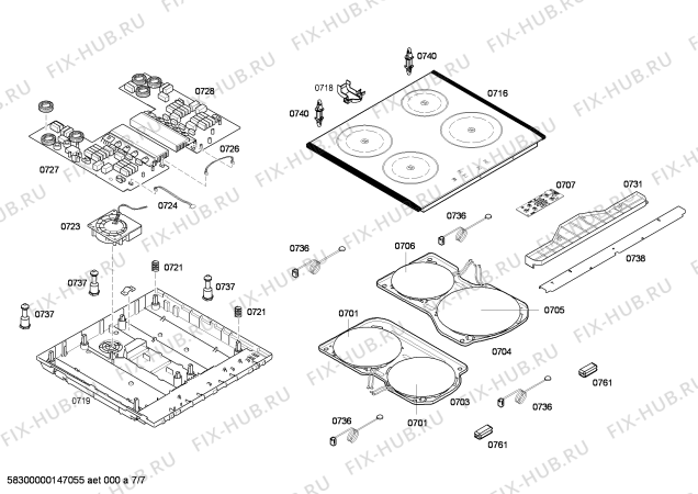 Взрыв-схема плиты (духовки) Bosch HCE728120U - Схема узла 07