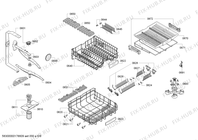 Взрыв-схема посудомоечной машины Siemens SN58N569DE Extraklasse made in Germany - Схема узла 06