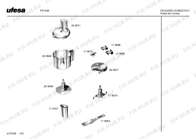 Взрыв-схема кухонного комбайна Ufesa PA7438 - Схема узла 02