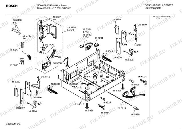 Схема №6 SGV43A03 с изображением Инструкция по эксплуатации для посудомоечной машины Bosch 00583438