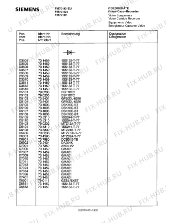 Схема №9 FM701K1EU с изображением Инструкция по эксплуатации для видеоэлектроники Siemens 00530702