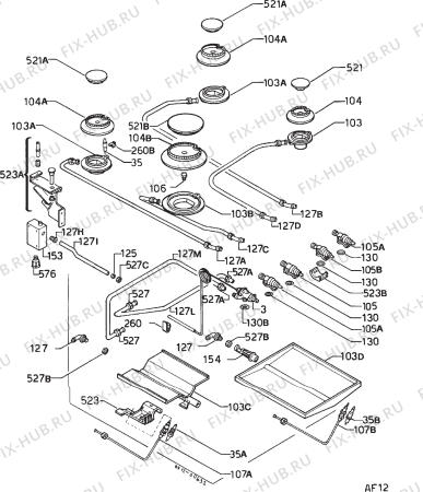 Взрыв-схема плиты (духовки) Zanussi GC5600 - Схема узла Functional parts 267