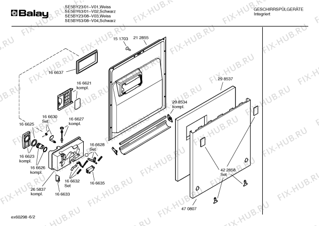 Схема №5 SE5BY63 с изображением Передняя панель для посудомоечной машины Bosch 00588093