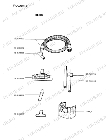 Взрыв-схема пылесоса Rowenta RU08 - Схема узла RU08____.__1
