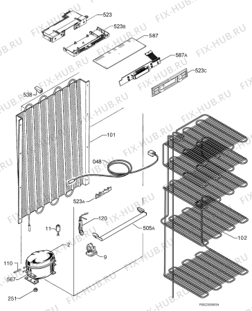 Взрыв-схема холодильника Privileg 00256165_41638 - Схема узла Cooling system 017