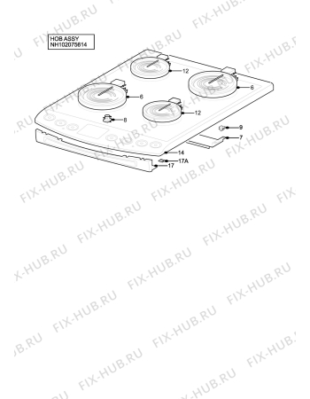 Взрыв-схема плиты (духовки) Electrolux EKC6044W - Схема узла H10 Hob