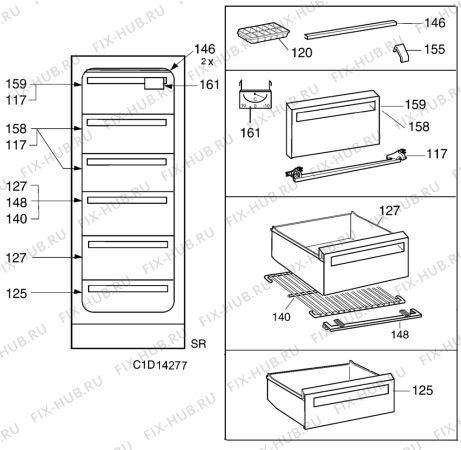 Взрыв-схема холодильника Electrolux AU7703C - Схема узла C10 Interior