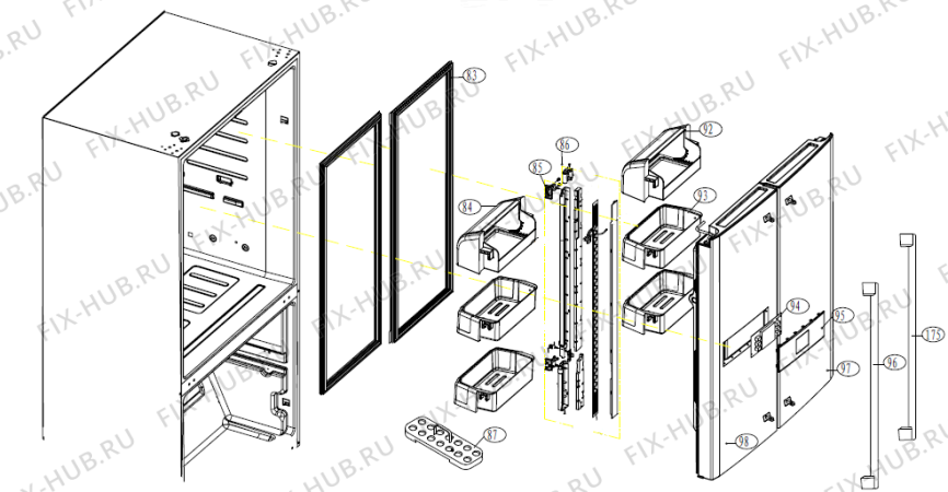 Схема №3 NRS95605E (275530, HB21TNNB) с изображением Крышка для холодильной камеры Gorenje 292923