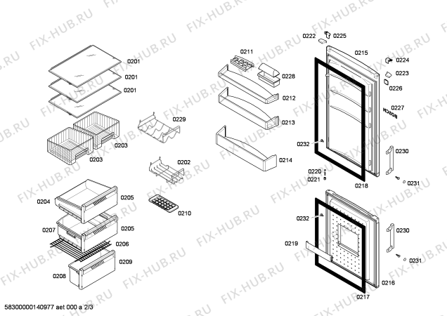 Взрыв-схема холодильника Bosch KGH33X63GB - Схема узла 02