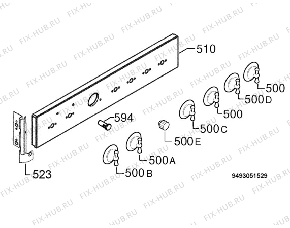 Взрыв-схема плиты (духовки) Privileg 00397418_61245 - Схема узла Command panel 037