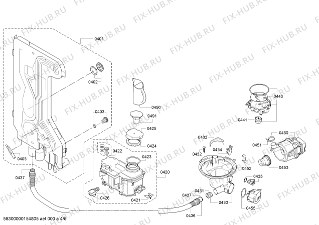 Взрыв-схема посудомоечной машины Siemens SN28E243EU ExtraKlasse - Схема узла 04