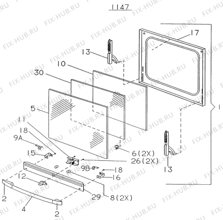 Взрыв-схема комплектующей Electrolux CF6105 - Схема узла H10 Main Oven Door (large)