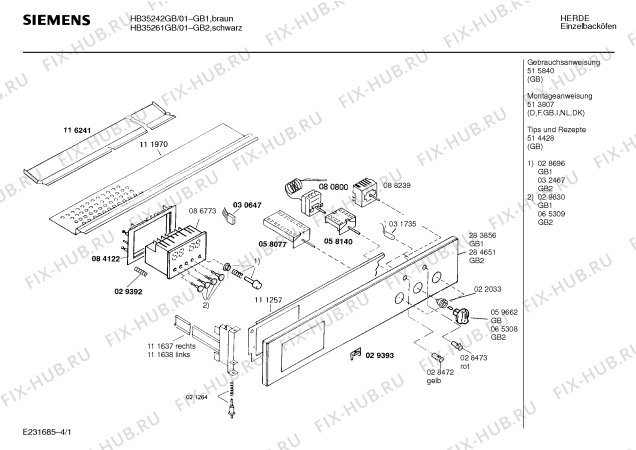 Схема №3 HB35261CN с изображением Панель для духового шкафа Siemens 00284651